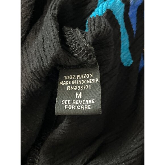 Vasna Sleeveless Dress Size M Abstract Pattern Art to Wear Rayon Black Blue - Picture 7 of 7